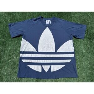 Adidas Originals Big Trefoil Tee Men Oversized Shirt  Navy Blue & White Size XL